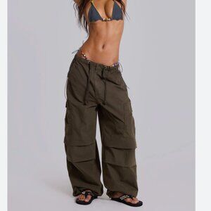 Ecru Parachute Cargo Pants